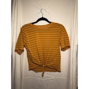 mustard and white t-shirt